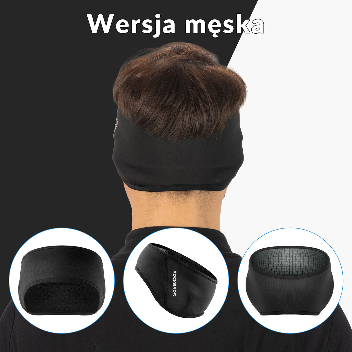 ROCKBROS Ocieplana Opaska na Głowę Sportowa Zimowa Termiczna Męska Damska Opaski