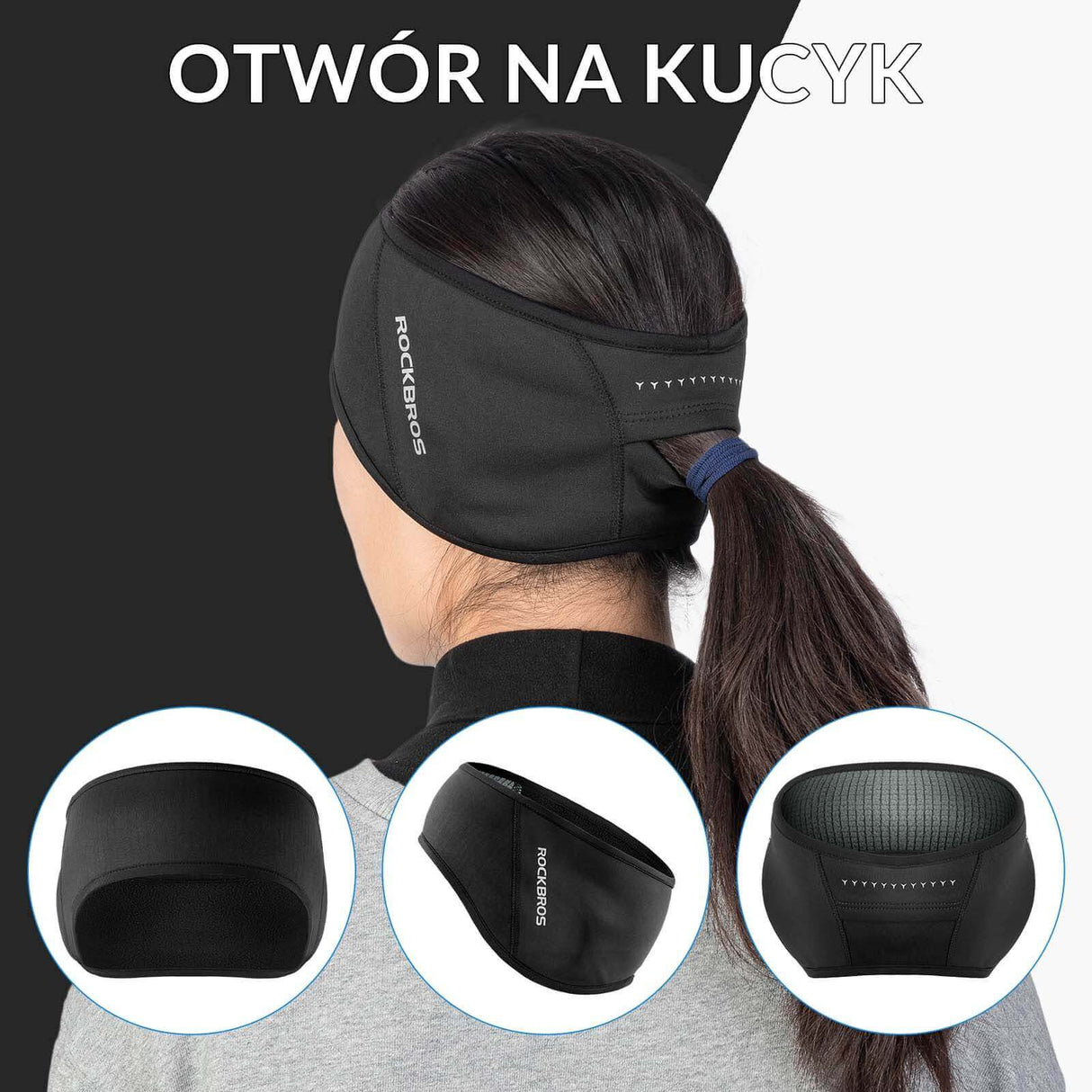ROCKBROS Ocieplana Opaska na Głowę Sportowa Zimowa Termiczna Męska Damska Opaski