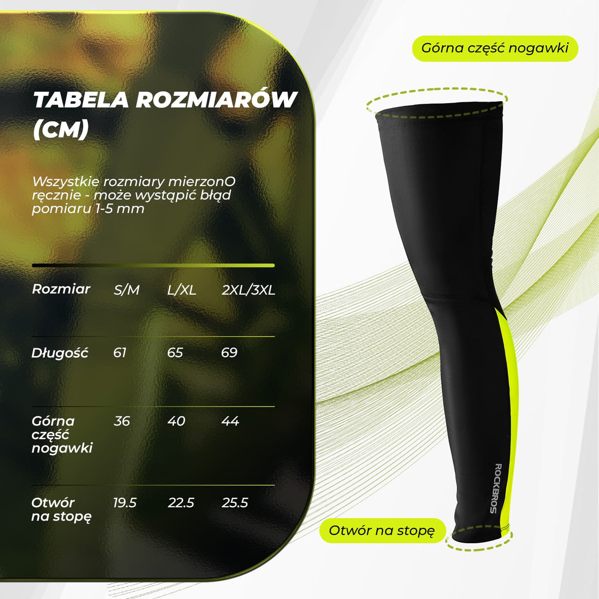 ROCKBROS Nogawki Zimowe Sportowe Pogrubiona Podszewka Elastzcyne-TT024 Nogawki