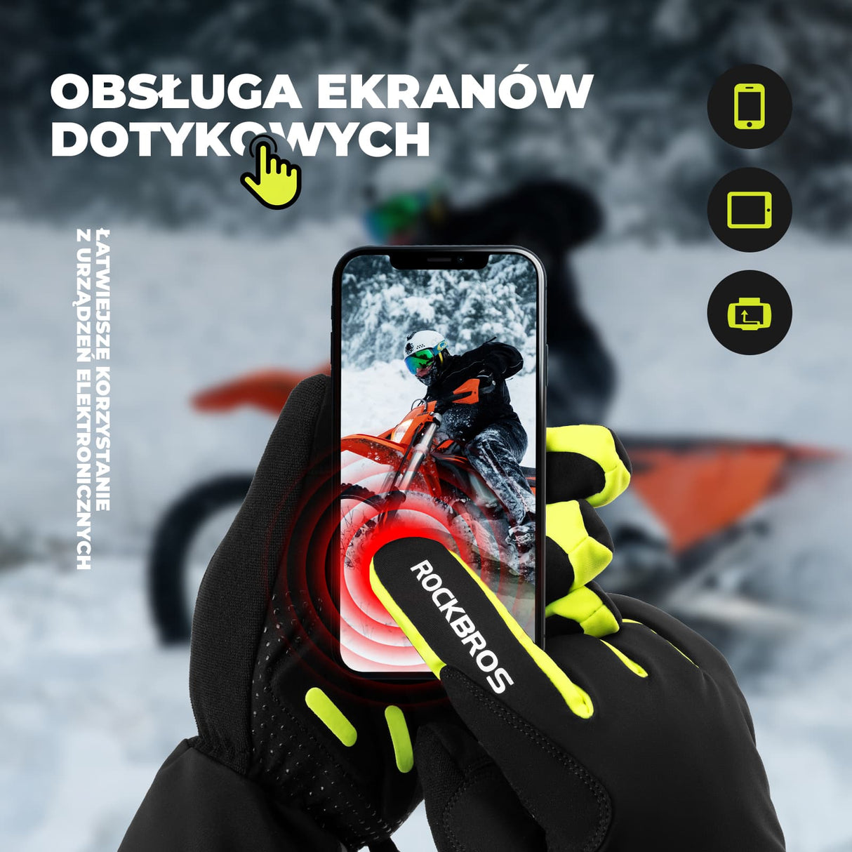 ROCKBROS Rękawiczki Podgrzewane z Akumulatorami Ciepłe Zimowe -S381 Rękawiczki