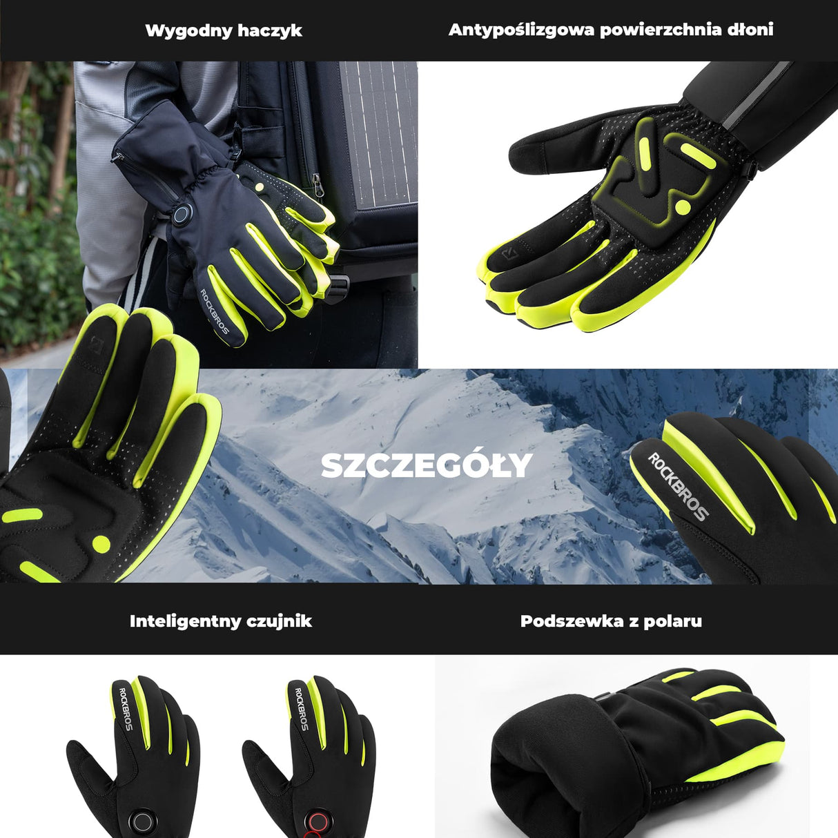 ROCKBROS Rękawiczki Podgrzewane z Akumulatorami Ciepłe Zimowe -S381 Rękawiczki