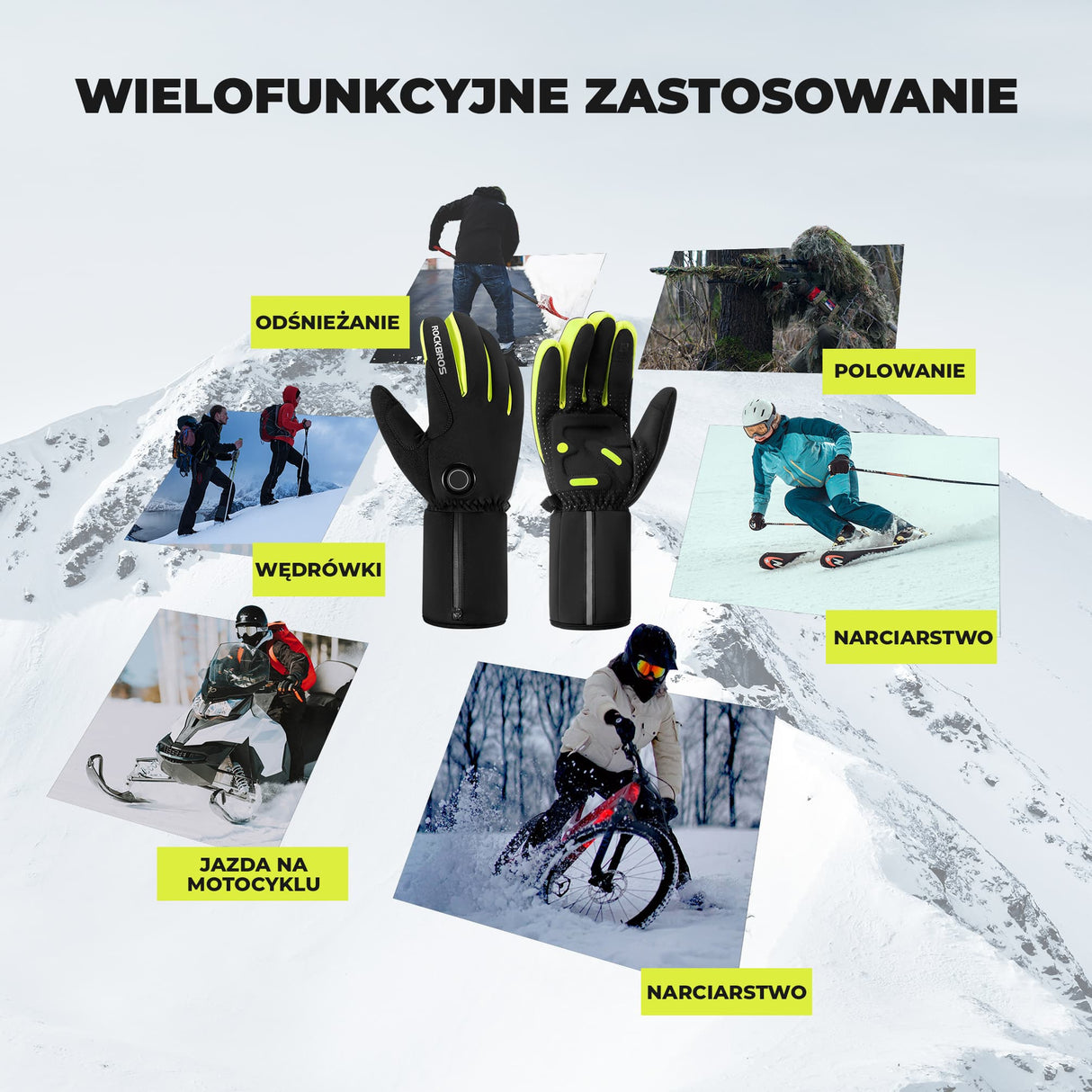 ROCKBROS Rękawiczki Podgrzewane z Akumulatorami Ciepłe Zimowe -S381 Rękawiczki