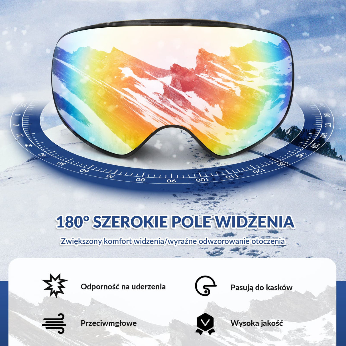 ROCKBROS Okulary Narciarskie Gogle dla Dorosłych i Dzieci, Przeciwmgielne-SP284 Gogle narciarskie