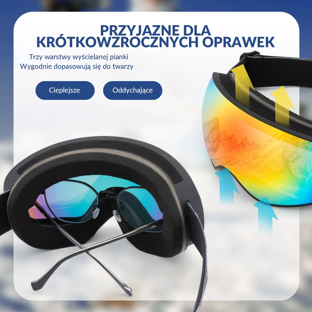 ROCKBROS Okulary Narciarskie Gogle dla Dorosłych i Dzieci, Przeciwmgielne-SP284 Gogle narciarskie