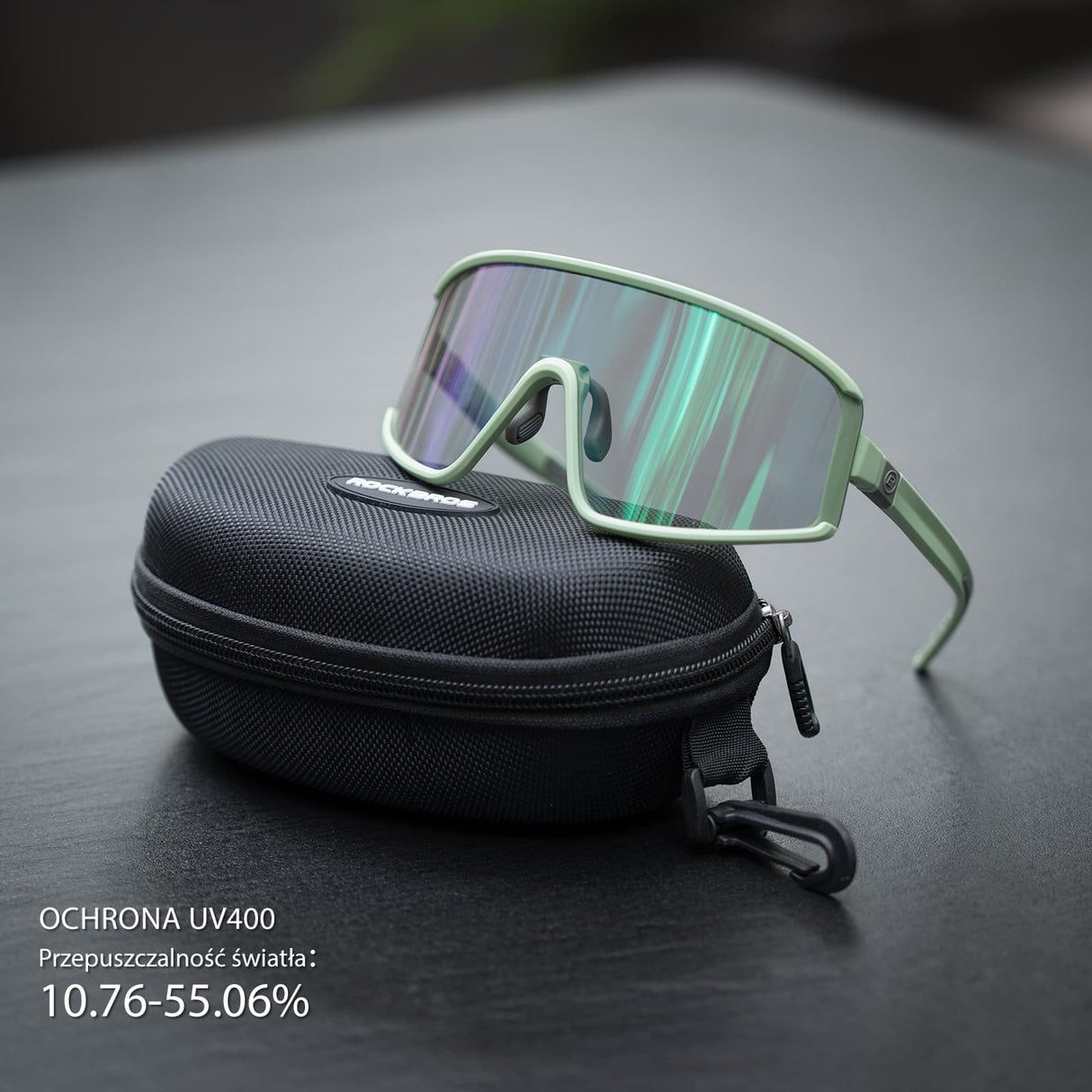 ROCKBROS Okulary Przeciwsłoneczne Fotochromowe Ultralekkie, Ochrona UV400 Zielone-SP376 Okulary i gogle