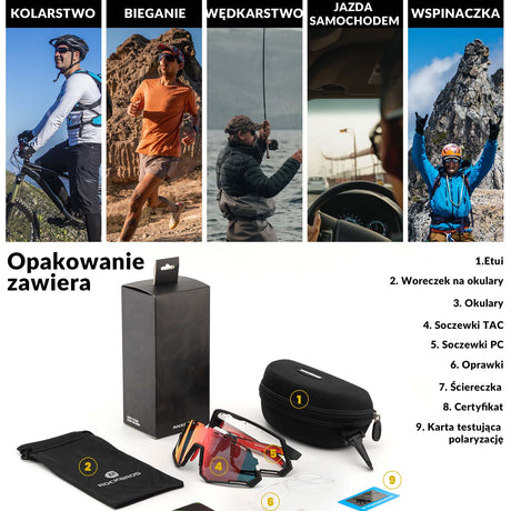 ROCKBROS Okulary Rowerowe 2 w 1 Okulary Polaryzacyjne/Fotochromowe Ochrona UV (Copy) Okulary i gogle