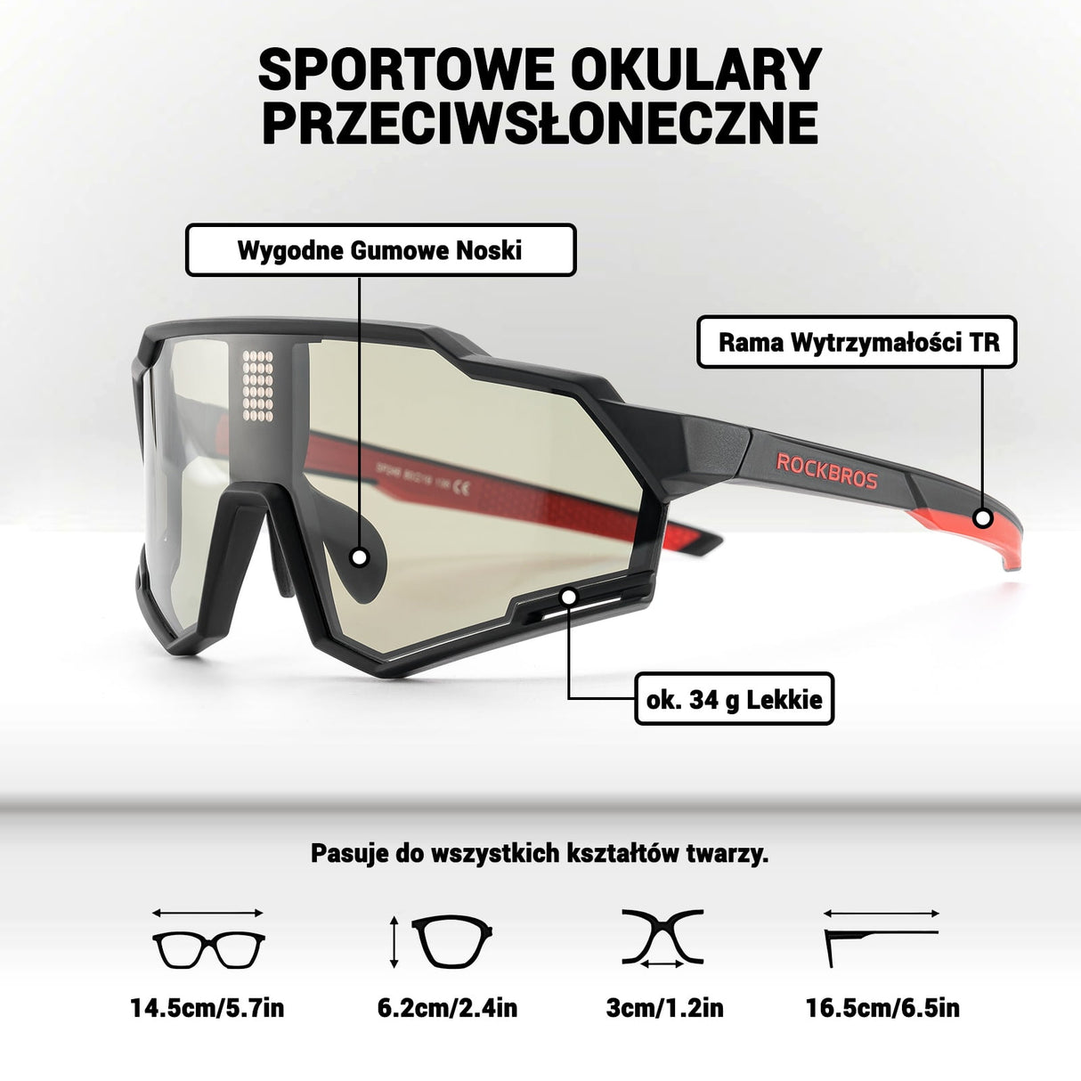 ROCKBROS Elektroniczne Okulary Rowerowe Z Soczewkami Fotochromowymi I Polaryzacyjnymi-SP280 Okulary i gogle