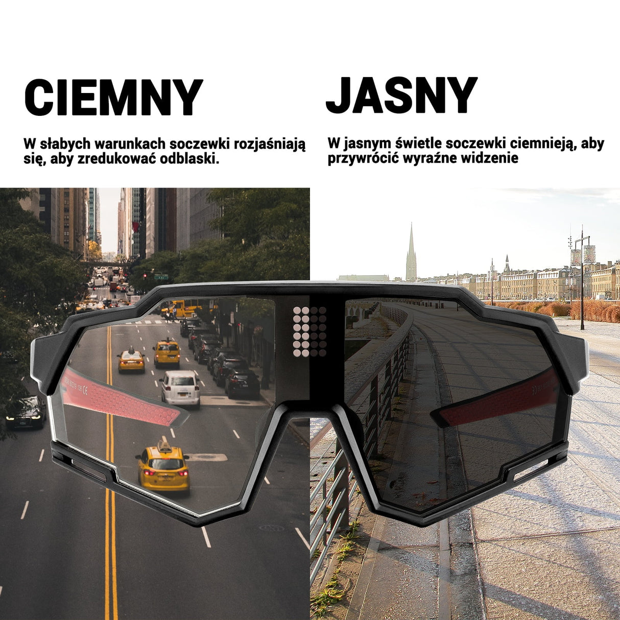 ROCKBROS Elektroniczne Okulary Rowerowe Z Soczewkami Fotochromowymi I Polaryzacyjnymi-SP280 Okulary i gogle