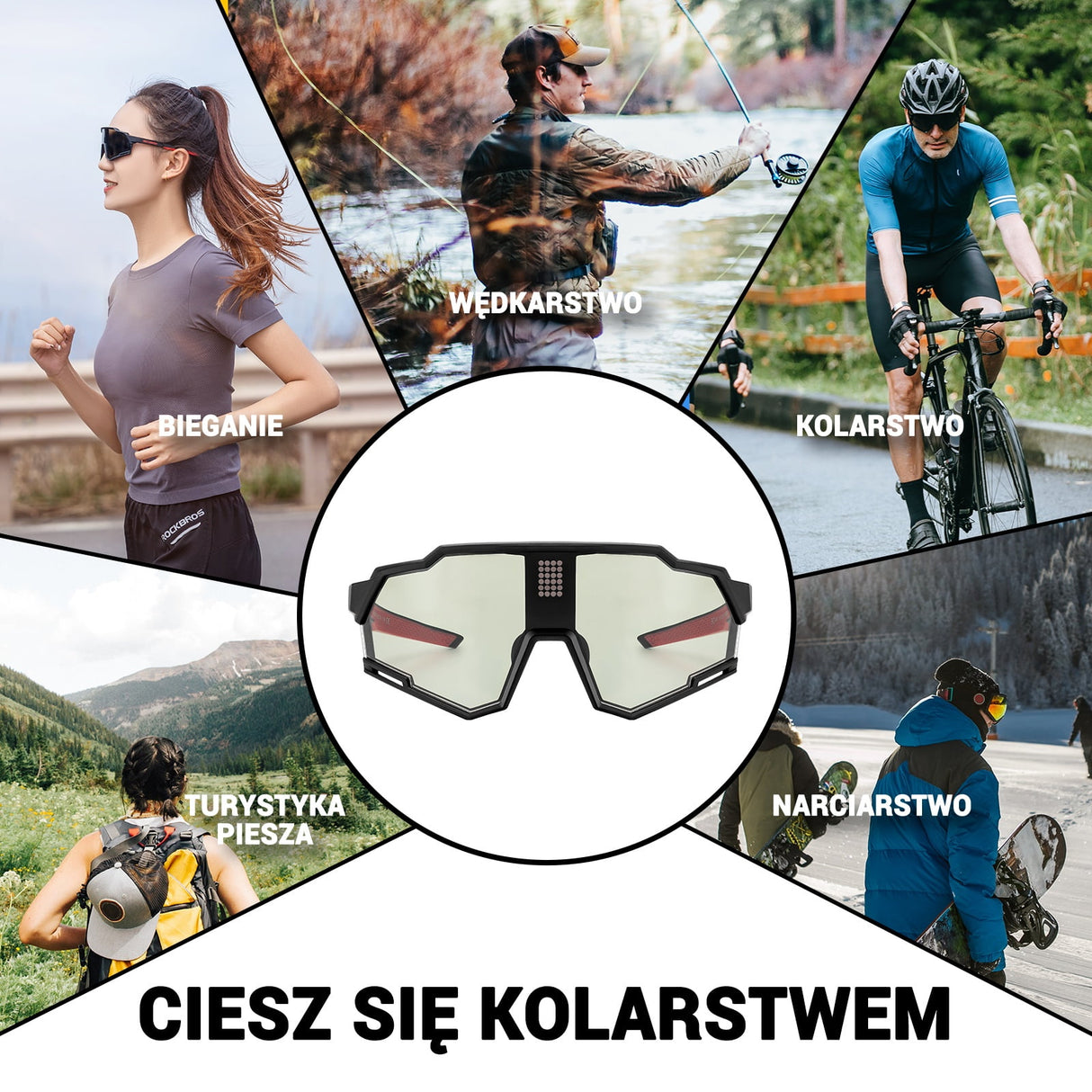 ROCKBROS Elektroniczne Okulary Rowerowe Z Soczewkami Fotochromowymi I Polaryzacyjnymi-SP280 Okulary i gogle