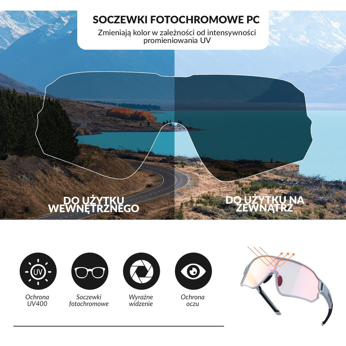 ROCKBROS Okulary Fotochromowe Przeciwsłoneczne UV400 Kobiety Mężczyźni-SP179 Okulary i gogle