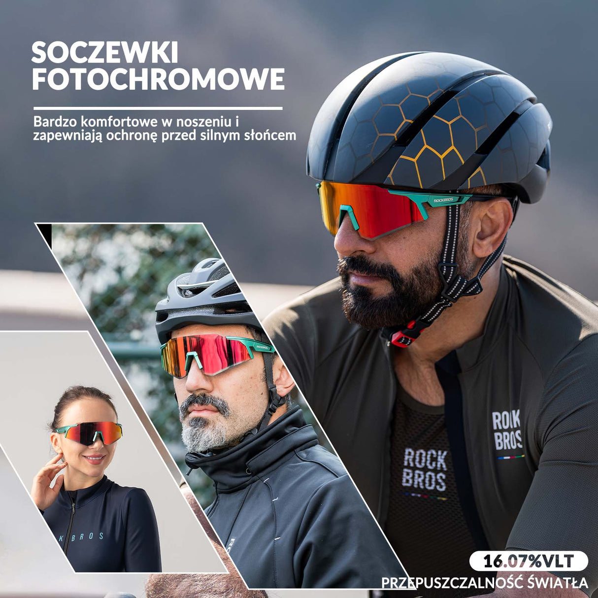 ROCKBROS ROCKBROS Okulary Rowerowe Polaryzacyjne Okulary Ochronne UV400 Okulary i gogle