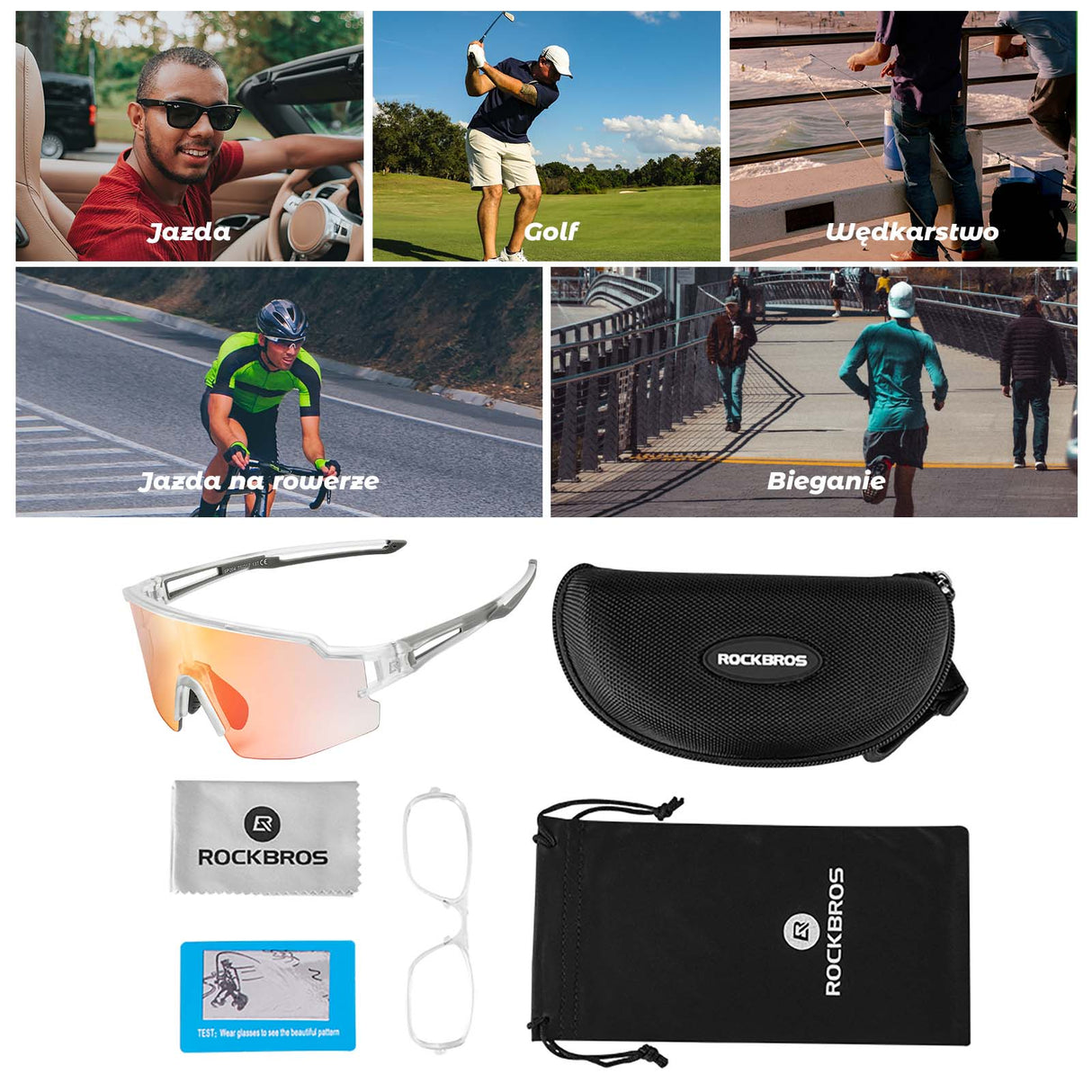 ROCKBROS ROCKBROS Okulary Rowerowe UV400 Fotochromowe Przeciwsłoneczne Wiatroszczelne Okulary i gogle