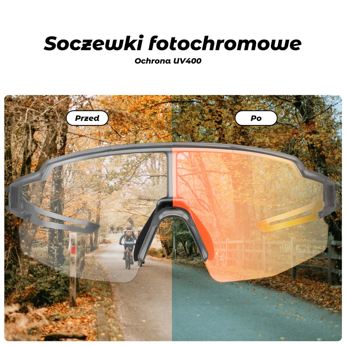 ROCKBROS ROCKBROS Okulary Rowerowe UV400 Fotochromowe Przeciwsłoneczne Wiatroszczelne Okulary i gogle