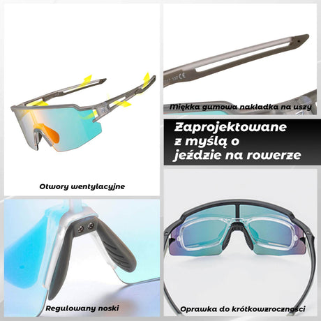 ROCKBROS ROCKBROS Okulary Rowerowe UV400 Fotochromowe Przeciwsłoneczne Wiatroszczelne Okulary i gogle