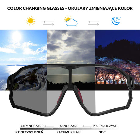 ROCKBROS ROCKBROS Okulary Rowerowe Fotochromowe UV400 Ochrona Sportowe Dla Mężczyzn Okulary i gogle