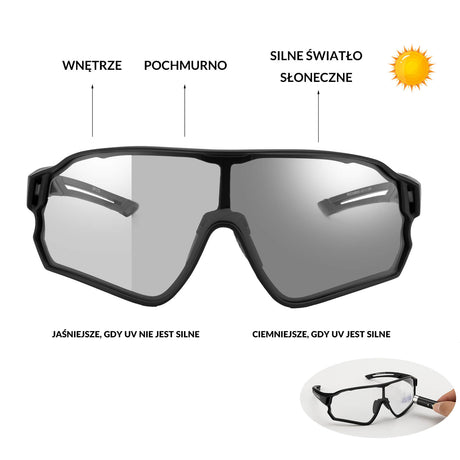 ROCKBROS ROCKBROS Okulary Rowerowe Fotochromowe UV400 Ochrona Sportowe Dla Mężczyzn Okulary i gogle