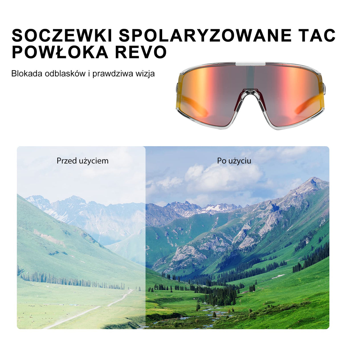 ROCKBROS Okulary Rowerowe Polaryzacyjne Ultralekkie Ochrona UV400 4 Kolory-SP376 Okulary i gogle