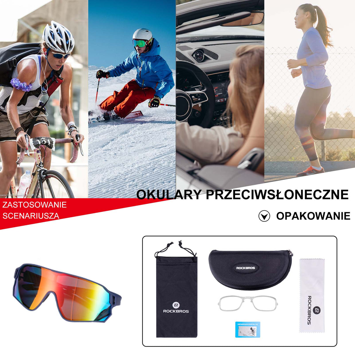 ROCKBROS ROCKBROS Okulary Rowerowe Przeciwsłoneczne Kolarskie Polaryzacja Ochrona UV Okulary i gogle