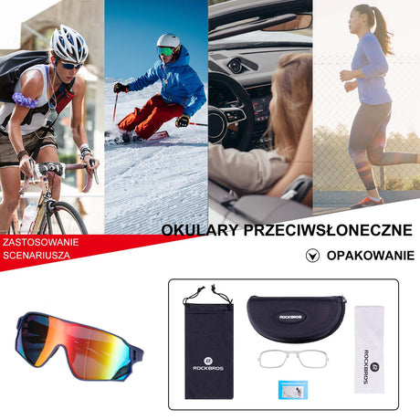ROCKBROS ROCKBROS Okulary Rowerowe Przeciwsłoneczne Kolarskie Polaryzacja Ochrona UV Okulary i gogle