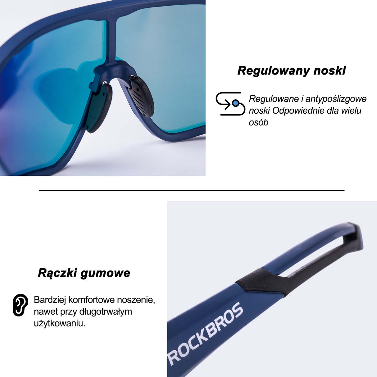 ROCKBROS ROCKBROS Okulary Rowerowe Przeciwsłoneczne Kolarskie Polaryzacja Ochrona UV Okulary i gogle