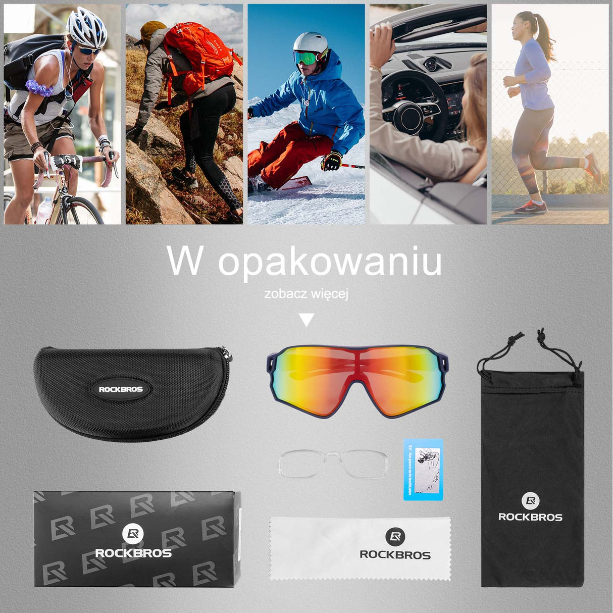 ROCKBROS ROCKBROS Okulary Rowerowe Przeciwsłoneczne Kolarskie Polaryzacja Ochrona UV Okulary i gogle