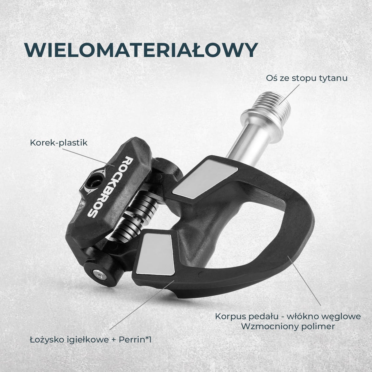 ROCKBROS Pedały Rowerowe SPD z Regulowanym Napięciem Włókno Węglowe-RD9 Pedały rowerowe