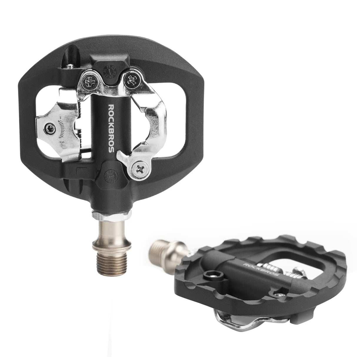 ROCKBROS Pedały Rowerowe 2 w 1 SPD i Płaskie Wykonane z Włókna Nylonowego-M108 Pedały rowerowe