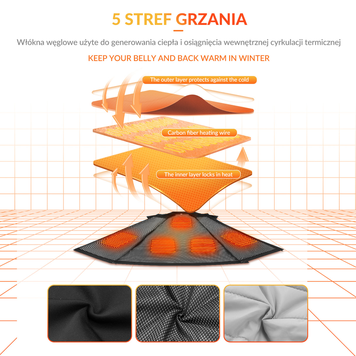 ROCKBROS Podgrzewana Kamizelka Elektryczna Zimowa 3 Tryby Unisex Kamizelki