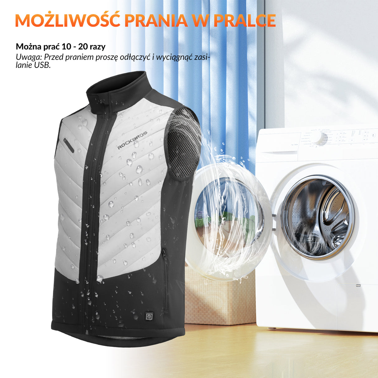 ROCKBROS Podgrzewana Kamizelka Elektryczna Zimowa 3 Tryby Unisex Kamizelki