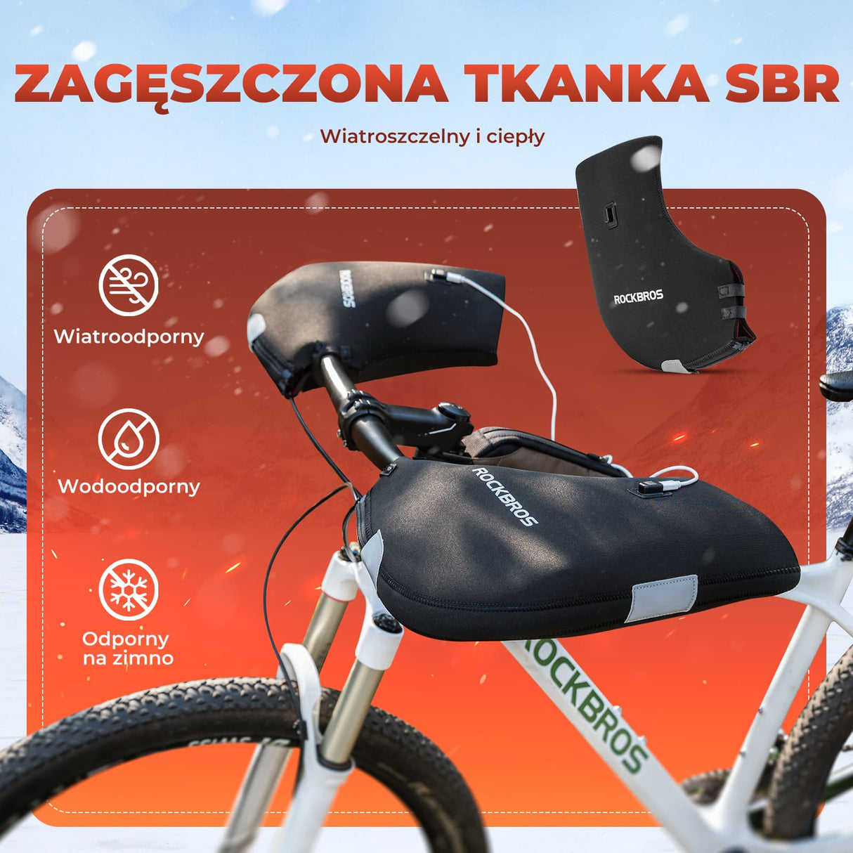 ROCKBROS Podgrzewane, Wodoodporne Pokrowce Na Kierownicę Roweru Z Możliwością Ładowania-D16-2 Rękawiczki