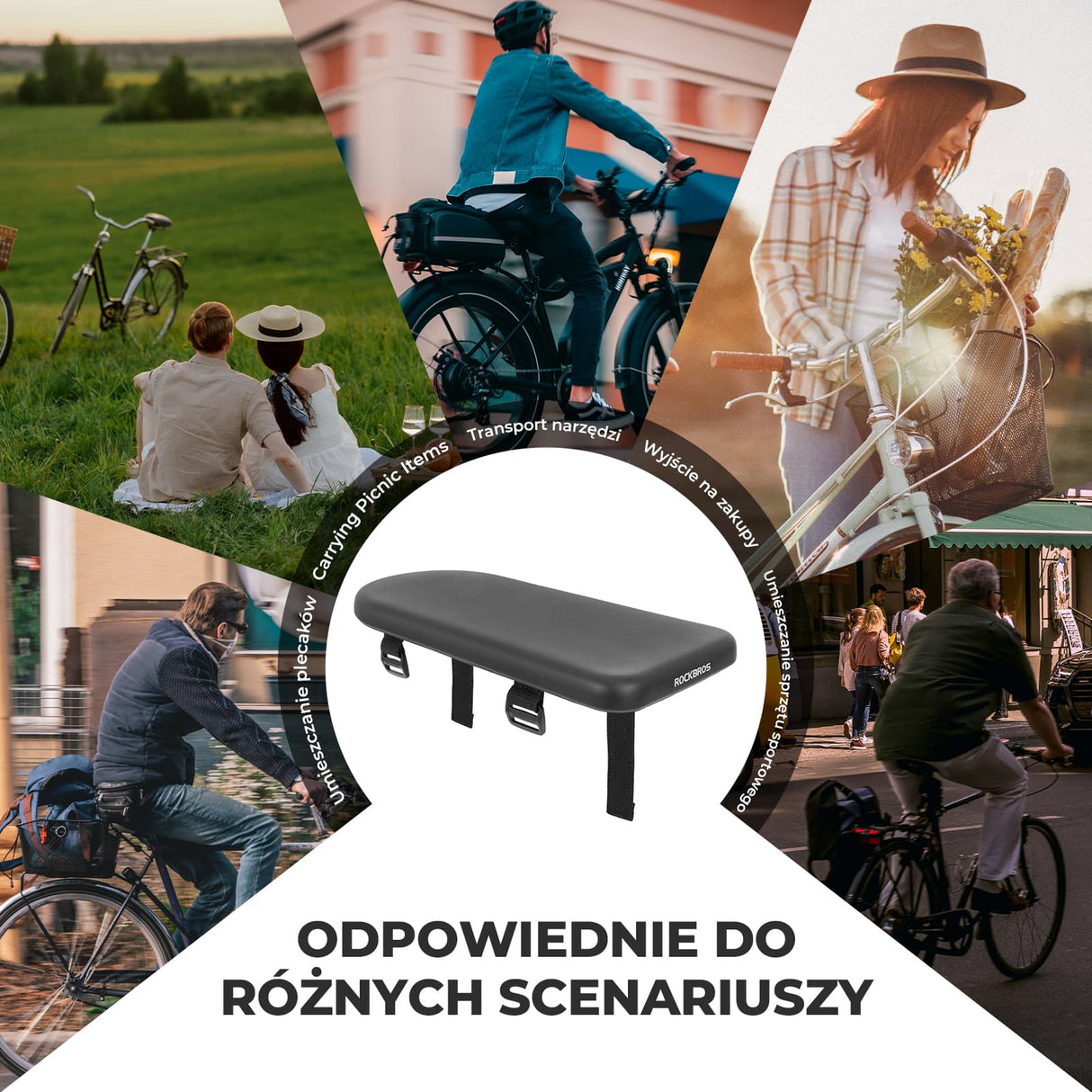 ROCKBROS Poduszka na Bagażnik Rowerowy Komfort i Łatwy Montaż-5251 Bagażniki