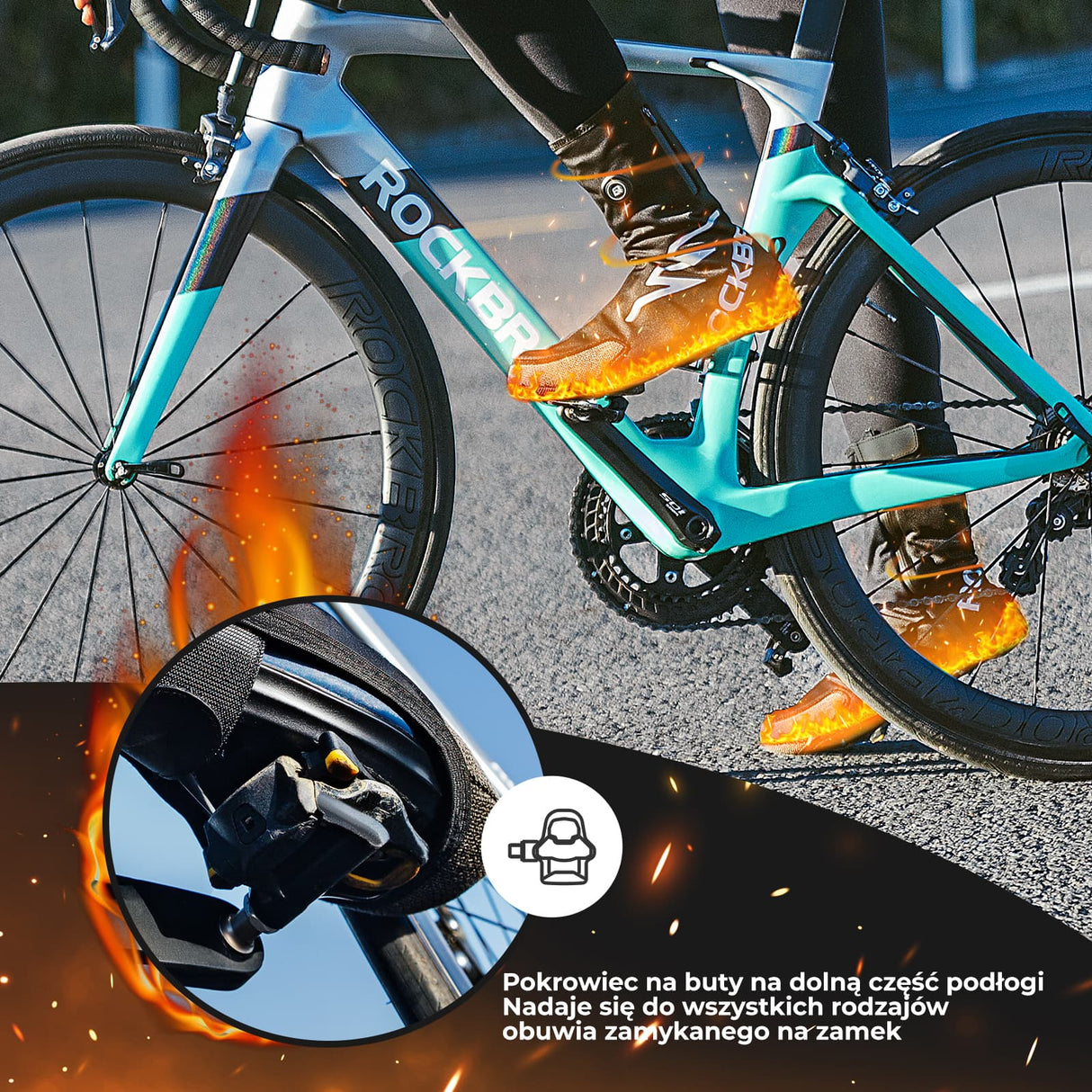 ROCKBROS Pokrowce na Buty Rowerowe Zimowe z Akumulatorem 5000 mAh-D86 Ochraniacze na buty