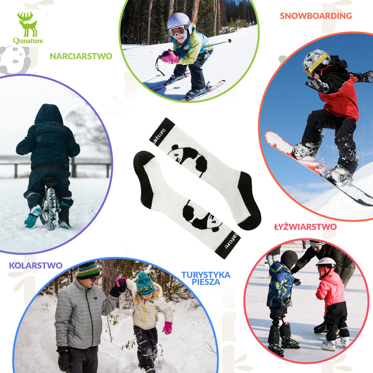 Qunature Qunature Dziecięce Skarpety Narciarskie Do Kolan W Kolorze Pandy-Q23-015 Skarpetka