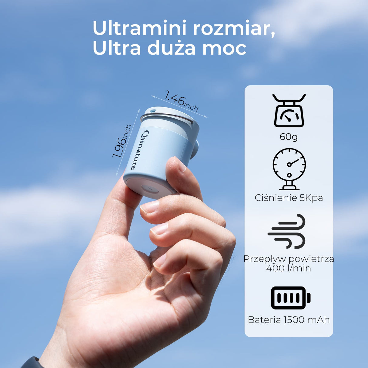 Qunature Qunature Mini Szybka Pompka Elektryczna 1500 mAh, Funkcja Inflacji i Deflacji Elektronika