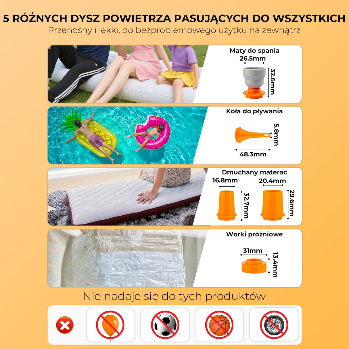 Qunature Qunature Mini Szybka Pompka Elektryczna 1500 mAh, Funkcja Inflacji i Deflacji Elektronika