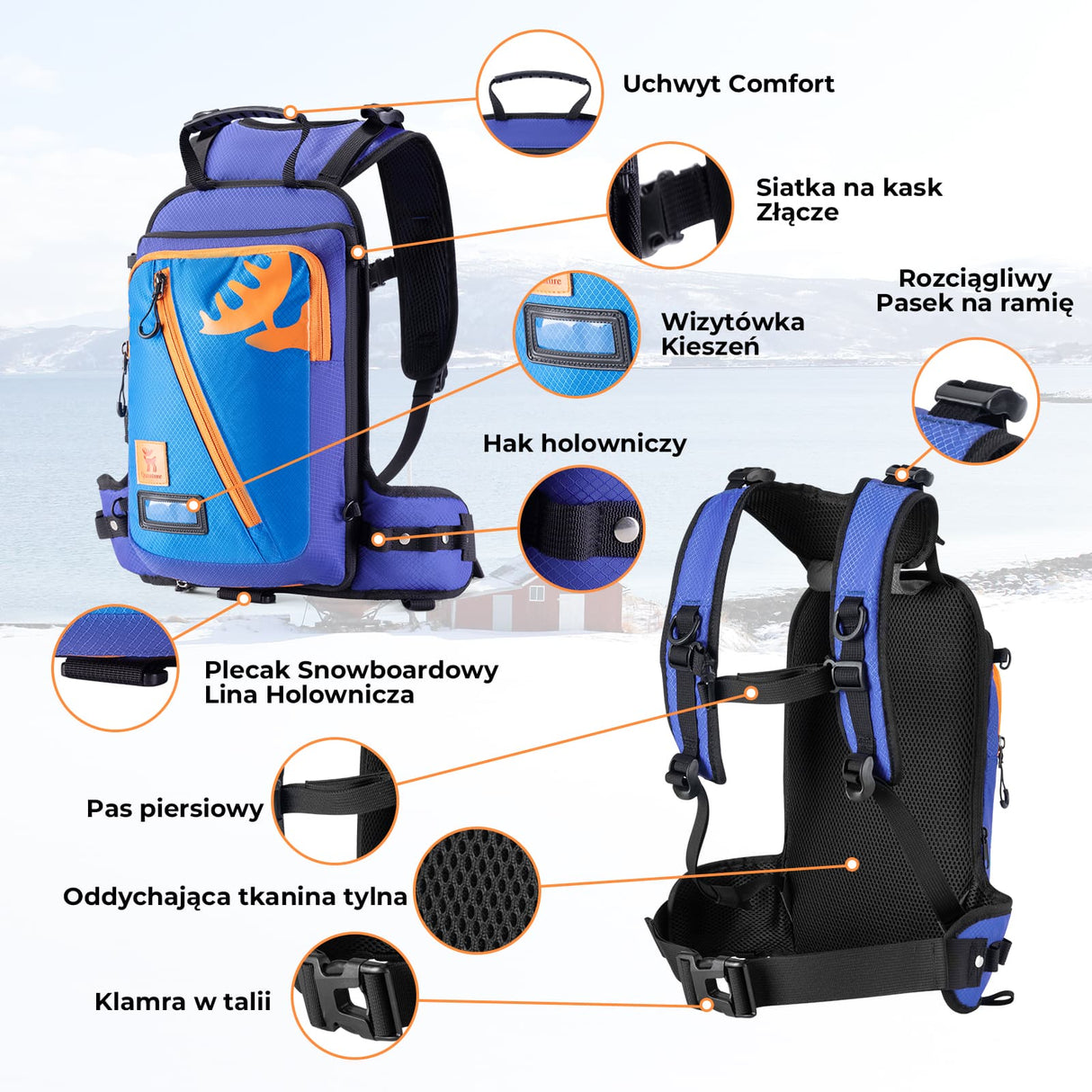 Qunature Qunature Plecak do Nauki Jazdy na Nartach dla Dzieci-H53 Plecak narciarski