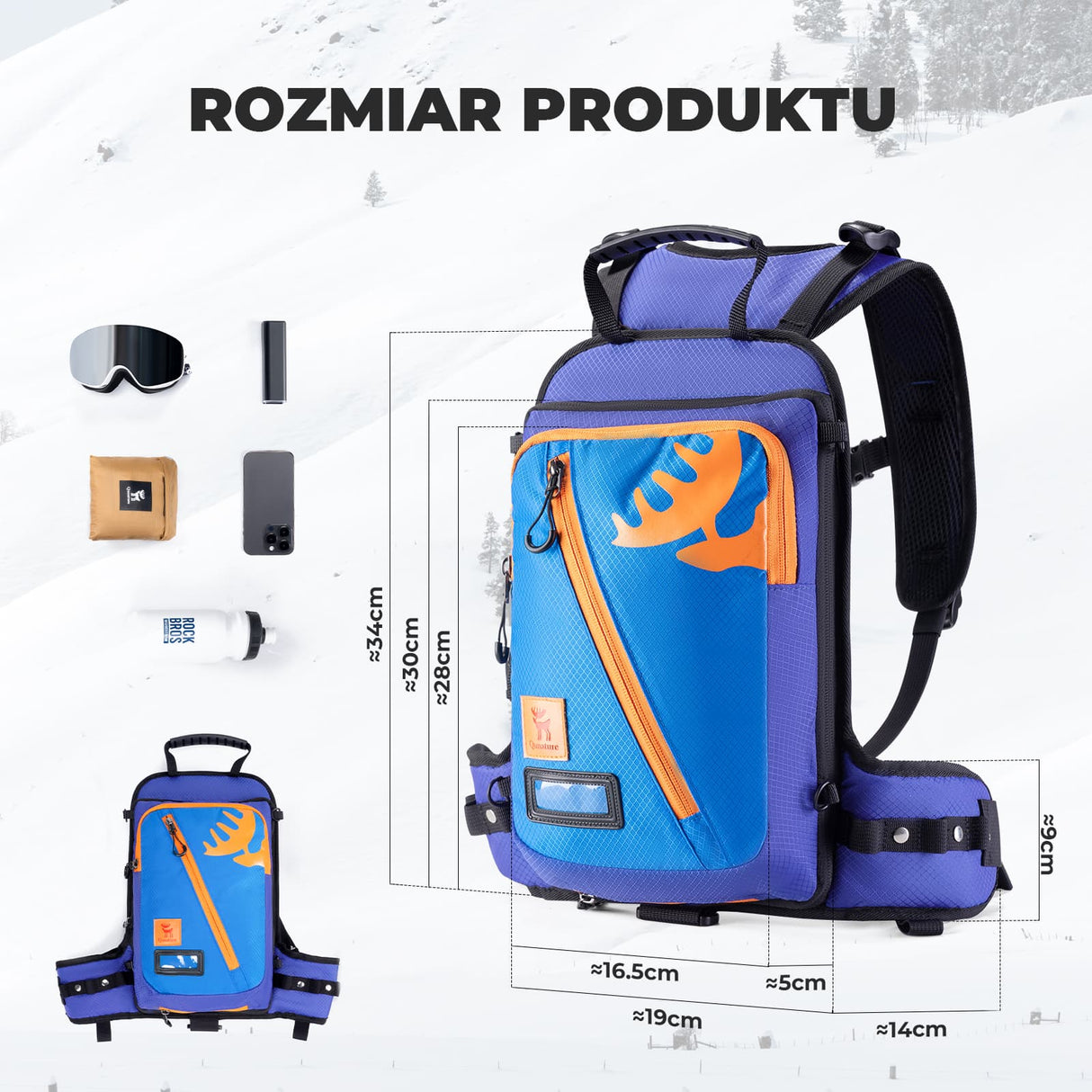 Qunature Qunature Plecak do Nauki Jazdy na Nartach dla Dzieci-H53 Plecak narciarski