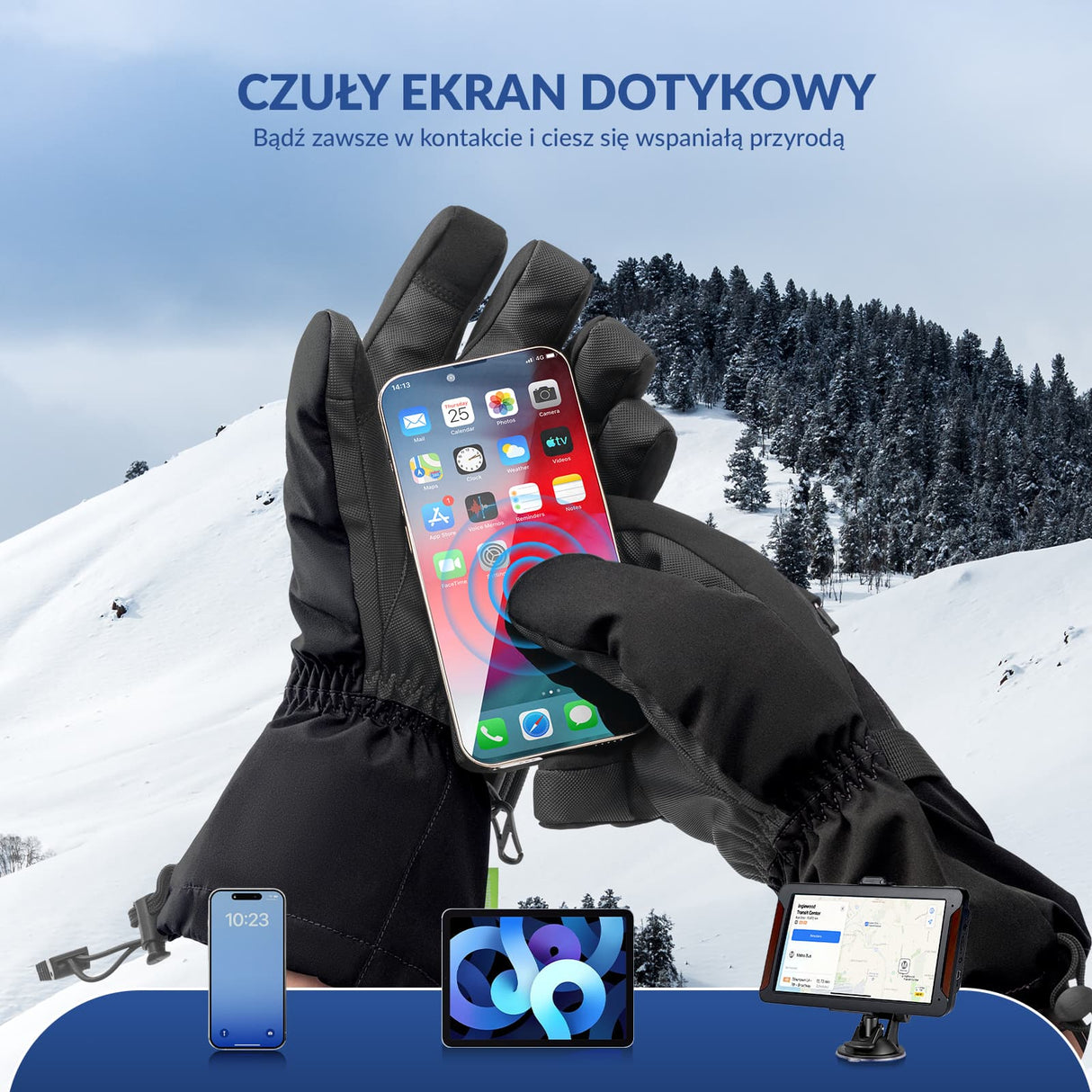 Qunature Qunature Rękawice Narciarskie Z Ekranem Dotykowym I Zamkiem-014-S347 Rękawiczki