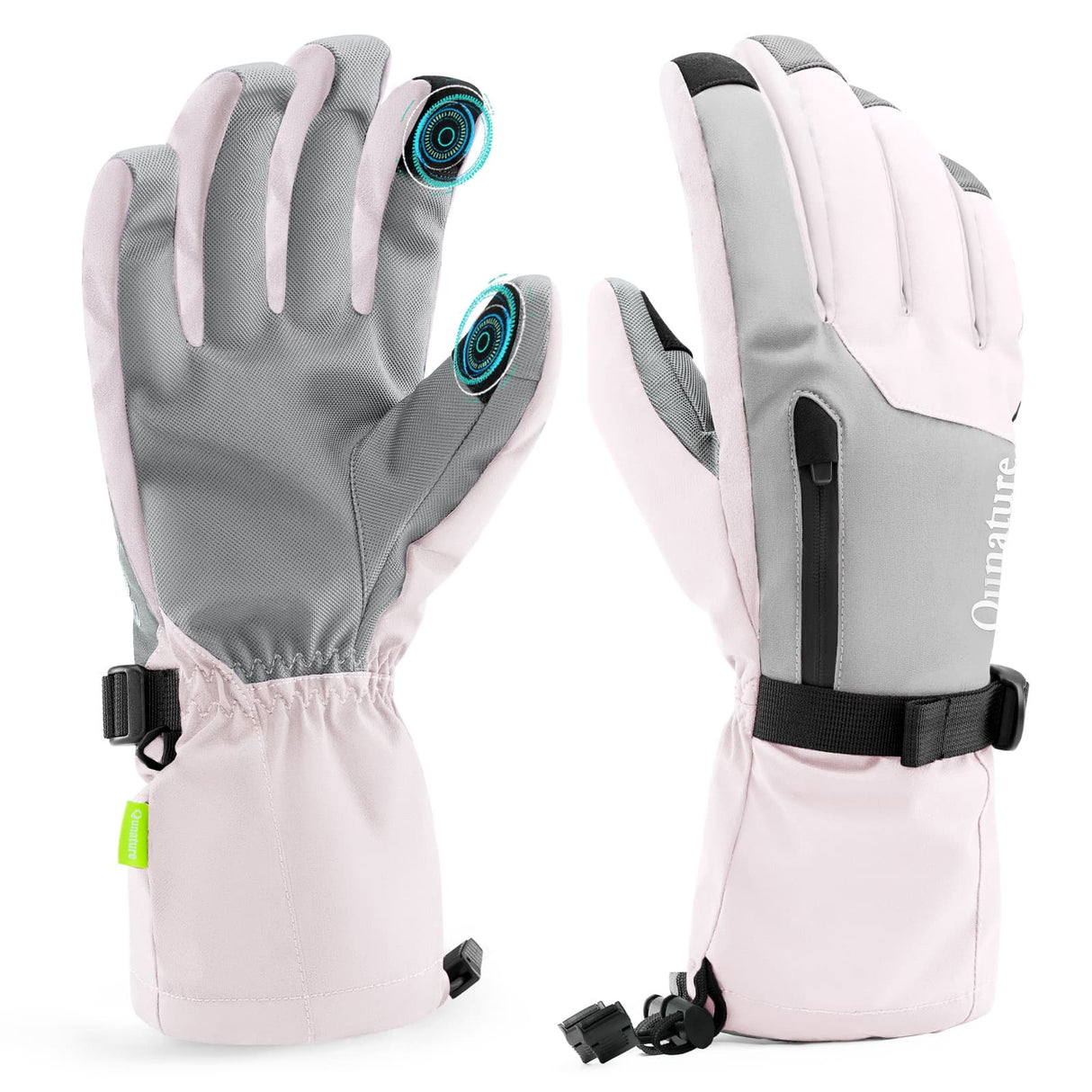 Qunature Qunature Rękawice Narciarskie Z Ekranem Dotykowym I Zamkiem-014-S347 RękawiczkiRóżowy XS