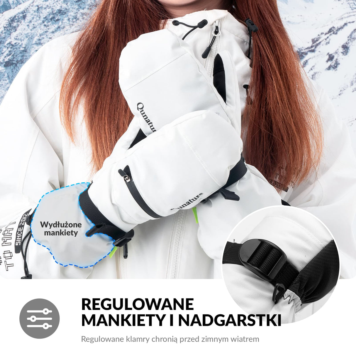 Qunature Qunature Rękawiczki Narciarskie z Pełnymi Palcami Wodoodporne Termiczne z Funkcją Ekranu Dotykowego -014-S345 Rękawiczki