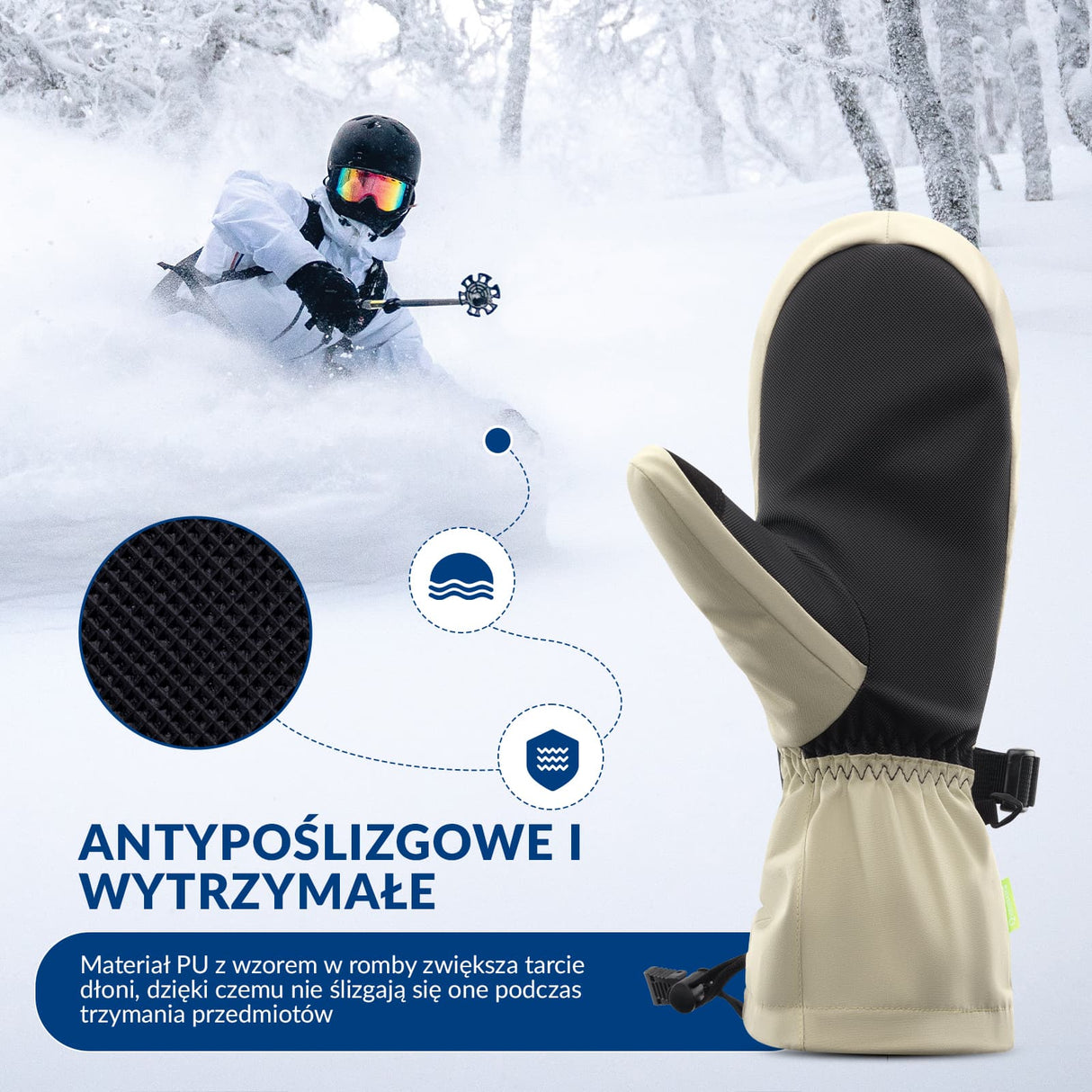 Qunature Qunature Rękawiczki Narciarskie Zimowe z Funkcją Ekranu Dotykowego Wodoodporne Wielobarwny-014-S346 Rękawiczki