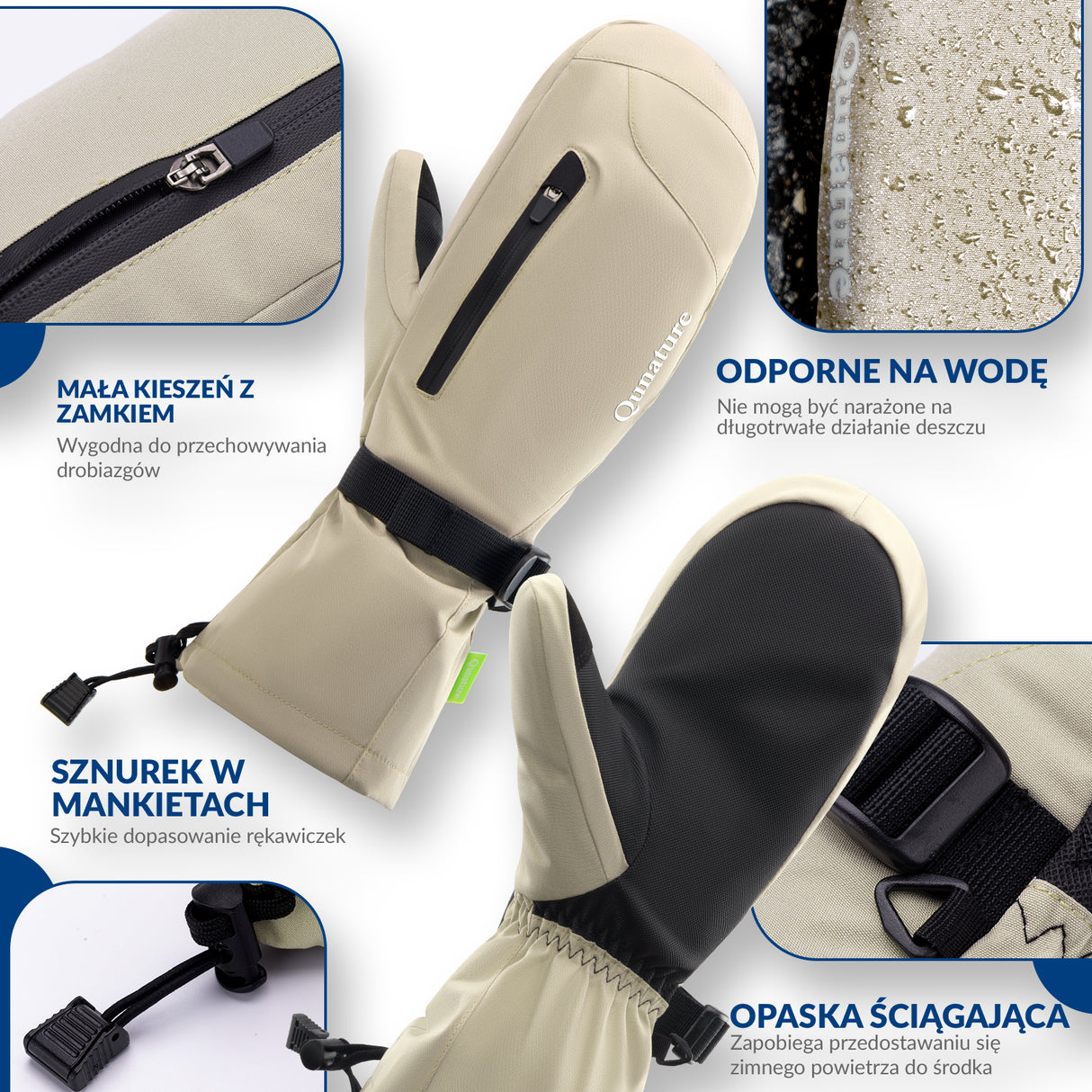 Qunature Qunature Rękawiczki Narciarskie Zimowe z Funkcją Ekranu Dotykowego Wodoodporne Wielobarwny-014-S346 Rękawiczki