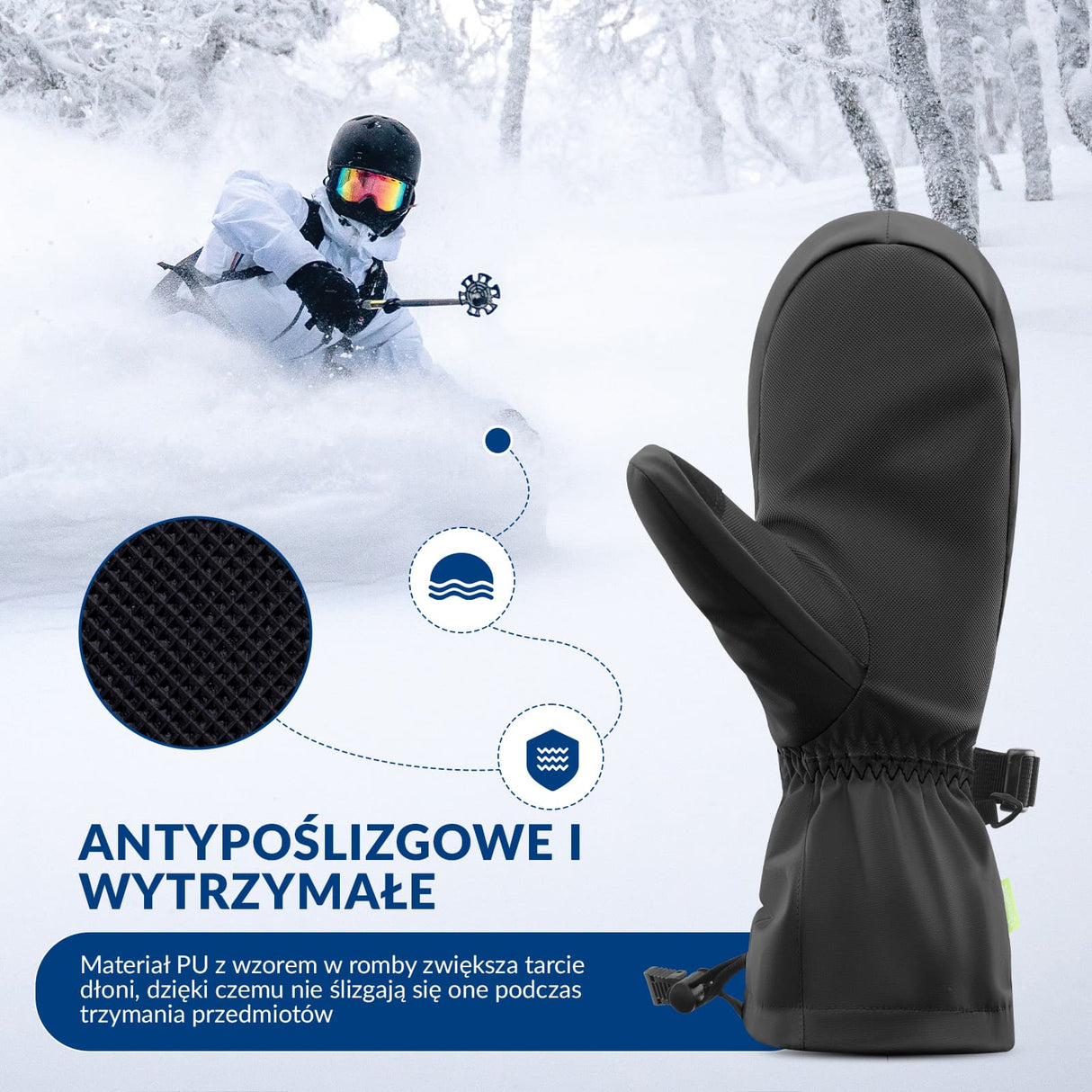 Qunature Qunature Rękawiczki Narciarskie Zimowe z Funkcją Ekranu Dotykowego Wodoodporne Wielobarwny-014-S346 Rękawiczki