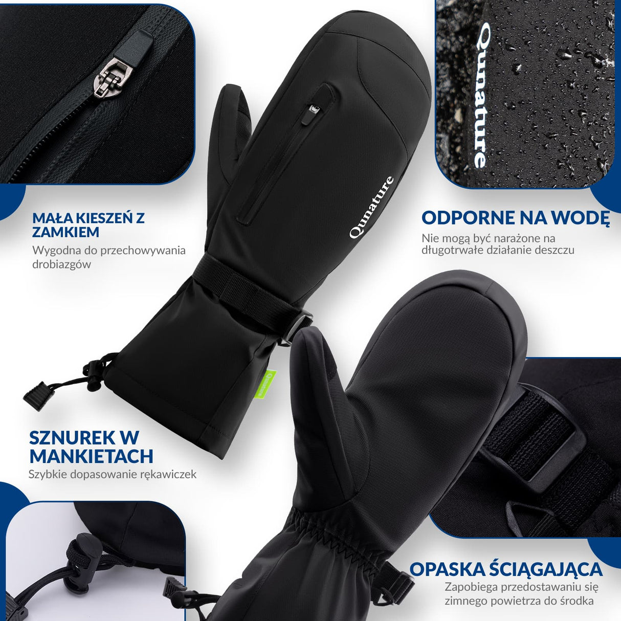 Qunature Qunature Rękawiczki Narciarskie Zimowe z Funkcją Ekranu Dotykowego Wodoodporne Wielobarwny-014-S346 Rękawiczki