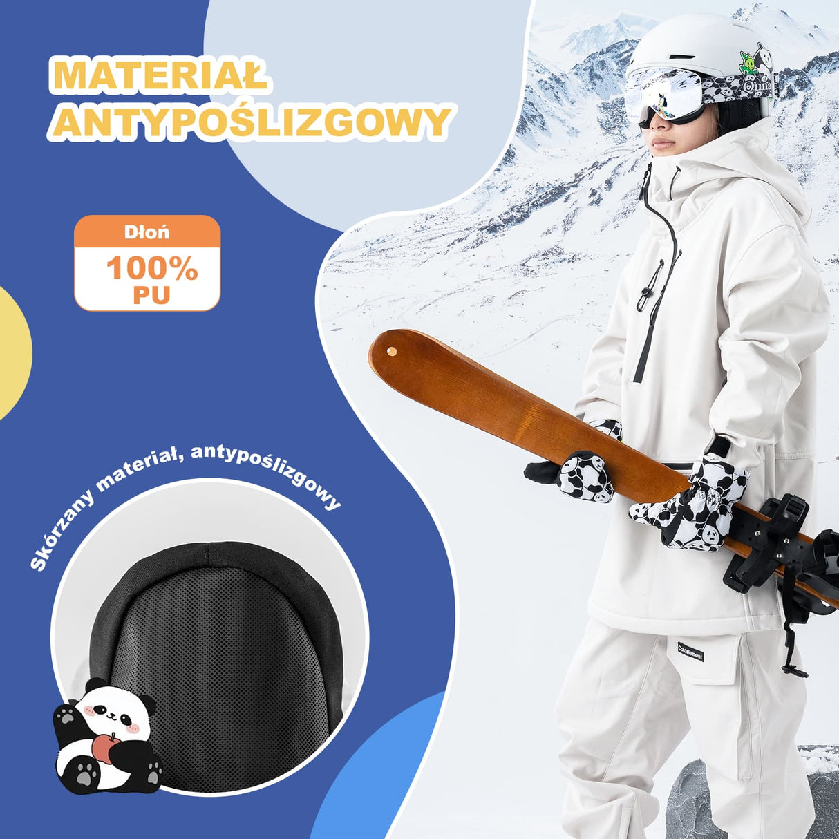 Qunature Qunature Rękawiczki Narciarskie Zimowe Panda dla Dzieci -014-S349 Rękawiczki