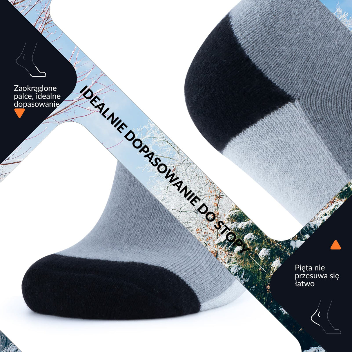 Qunature Qunature Skarpetki Narciarskie Damskie/Męskie Skarpety Wełna Merino Termiczne-Q23-010 Skarpetka