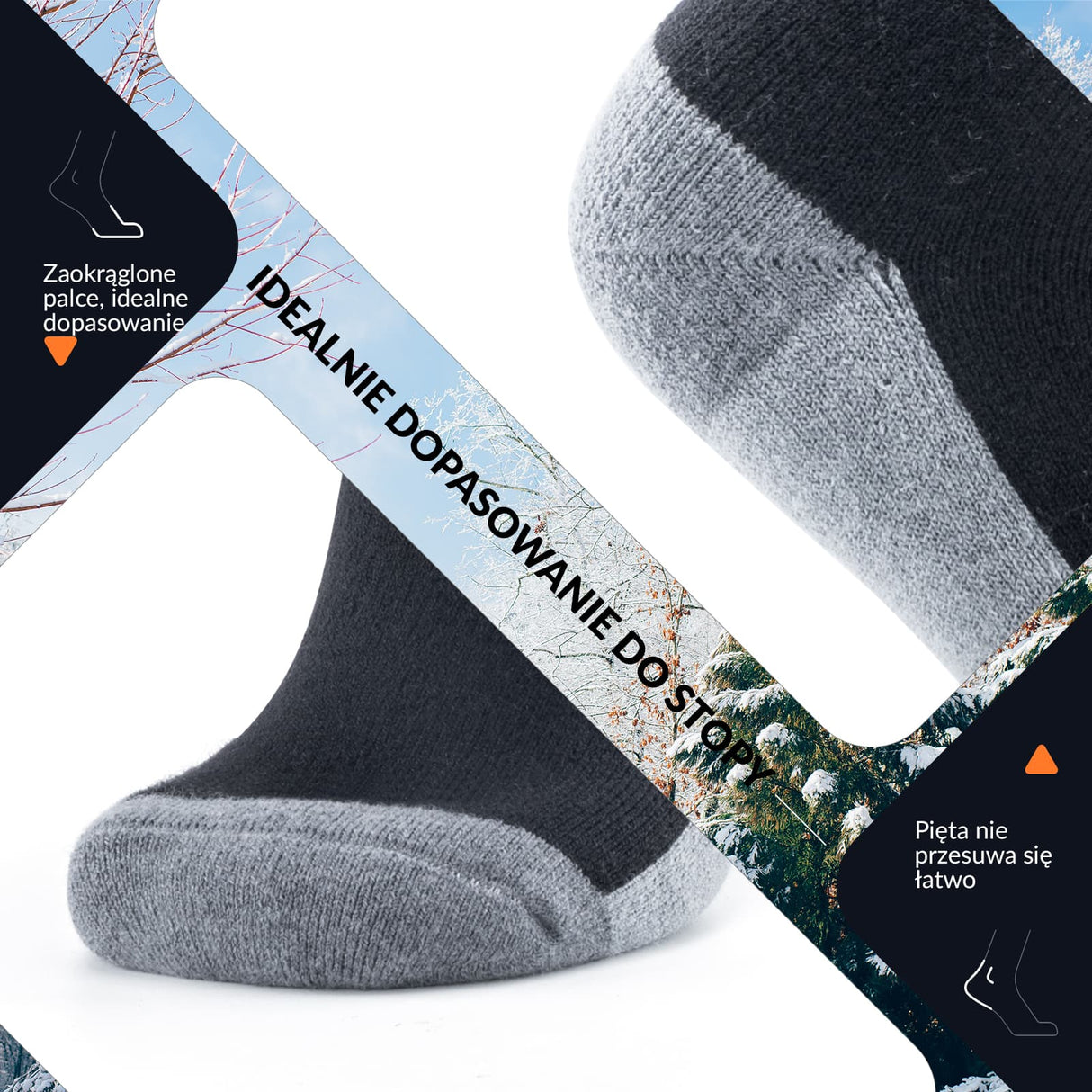 Qunature Qunature Skarpetki Narciarskie Damskie/Męskie Skarpety Wełna Merino Termiczne-Q23-010 Skarpetka