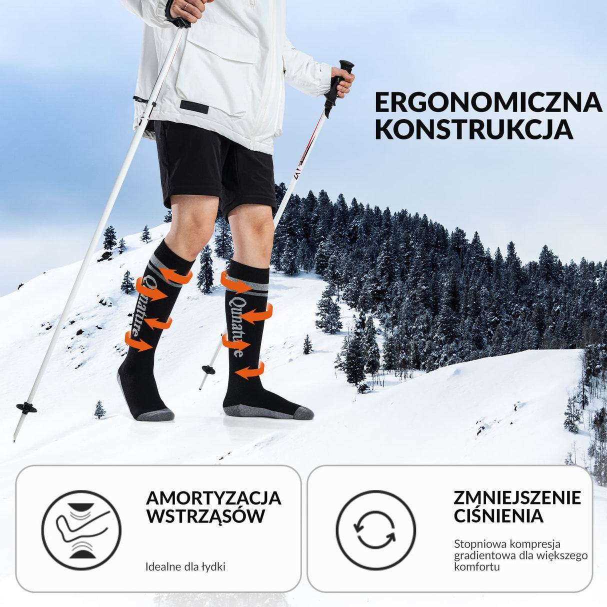 Qunature Qunature Skarpetki Narciarskie Damskie/Męskie Skarpety Wełna Merino Termiczne-Q23-010 Skarpetka