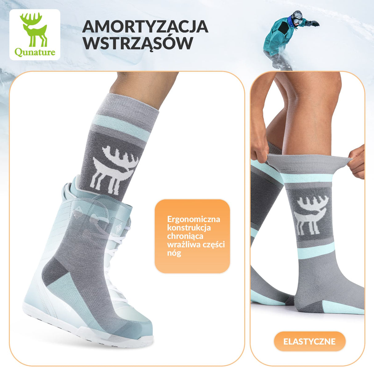 Qunature Qunature Skarpetki Narciarskie Zimowe Termiczne Wykonane Unisex Rozmiar -Q23-011 Skarpetka
