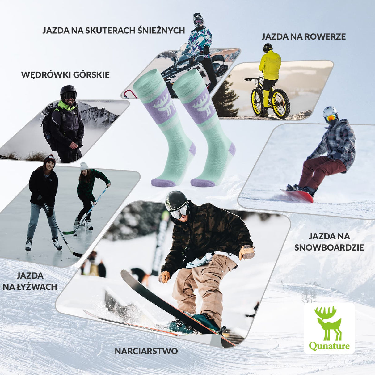 Qunature Qunature Skarpetki Narciarskie Zimowe Termiczne Wykonane Unisex Rozmiar -Q23-011 Skarpetka